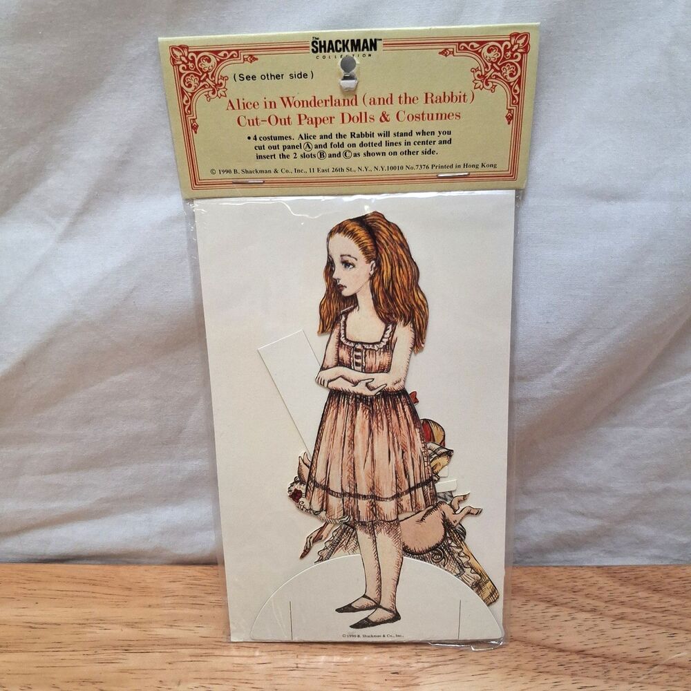 Vintage Alice in Wonderland & The Rabbit Shackman 7376 Paper Dolls 1990‎ NIP